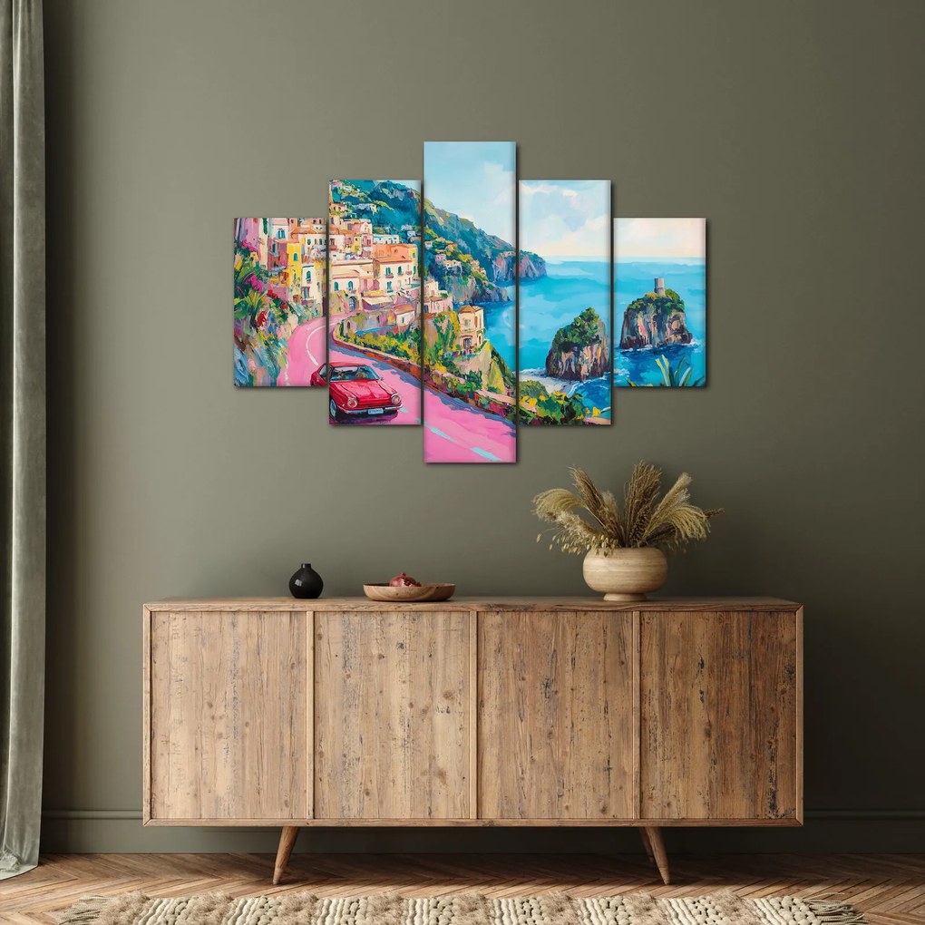 Tablou - Drum roz pe coastă (150x105 cm)