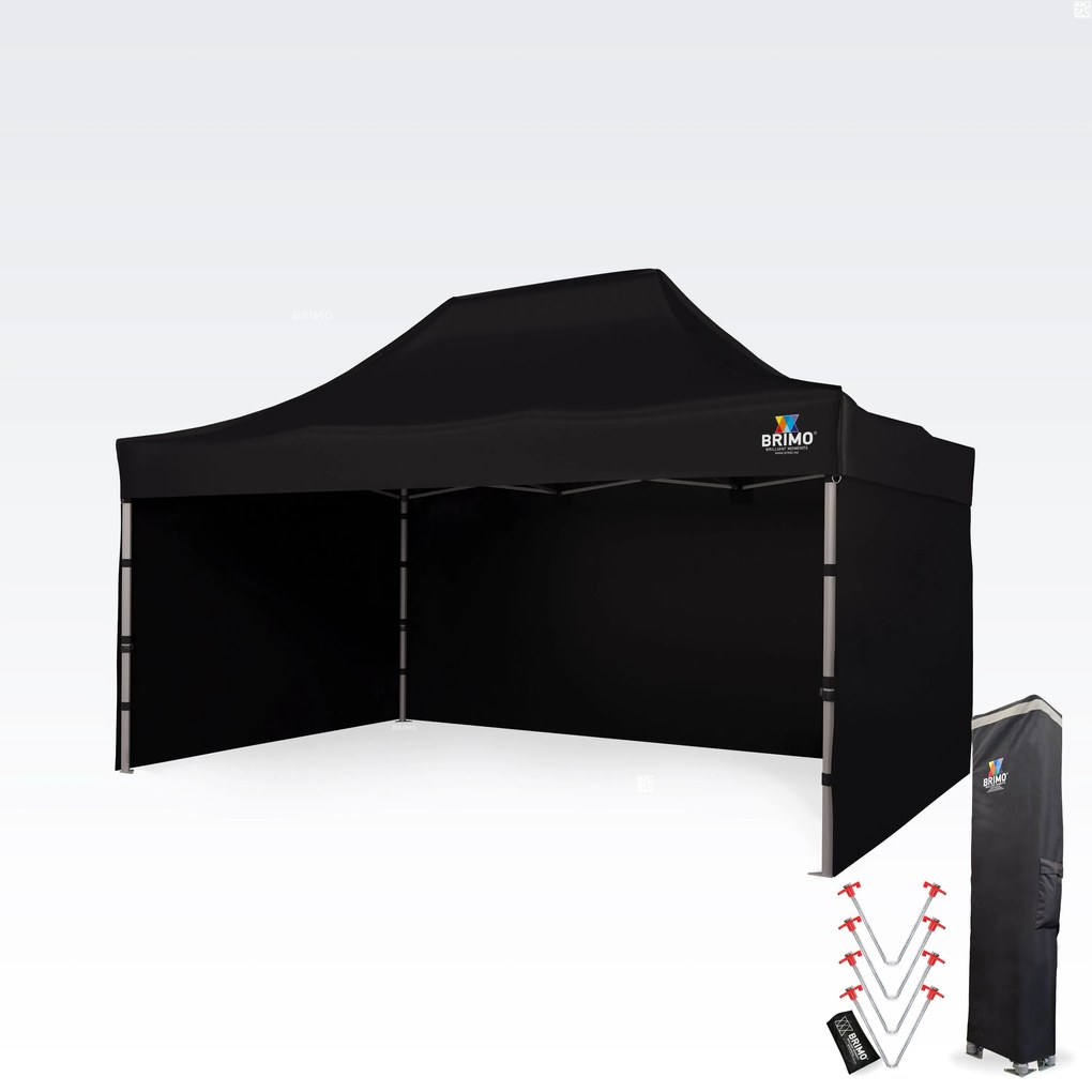 Cort promoțional profesional tip foarfecă 3x4,5m | Profil ALU masiv 1,8mm - cu 3 pereți - Negru