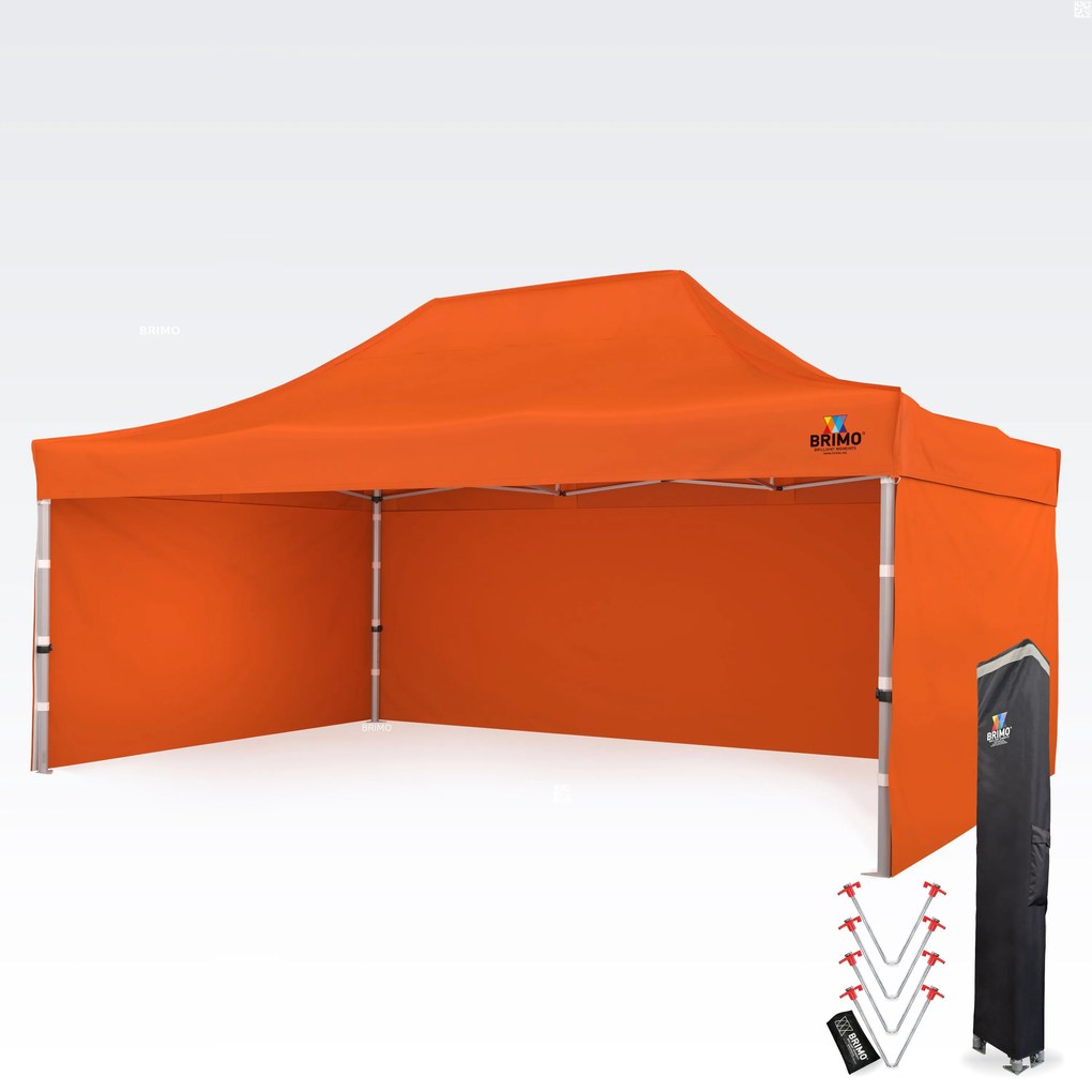 Cort publicitar 4x6 m Premium (Aluminiu) cu 3 pereți – de montare rapidă - cu 3 pereți - Portocaliu