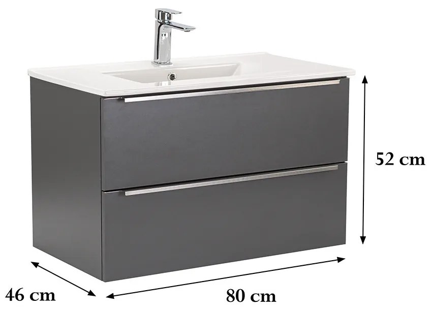 Dulap inferior Vario Trim 80 cu lavoar antracit-antracit