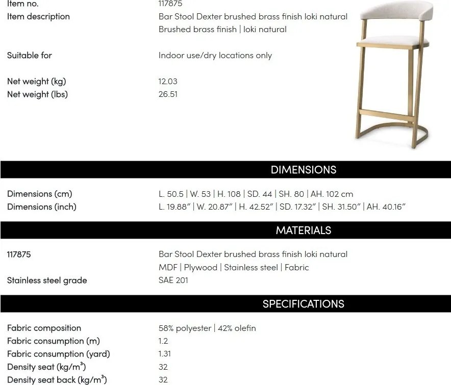 Scaun design LUX Bar Stool Dexter