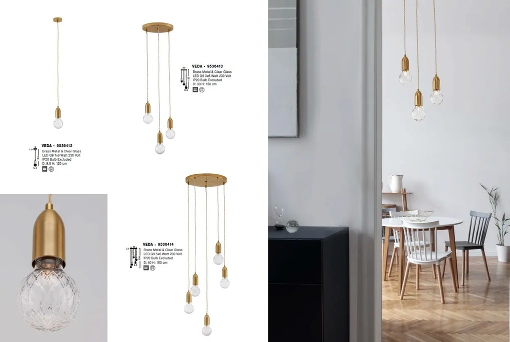 Lustra moderna cu 5 pendule design minimalist VEDA