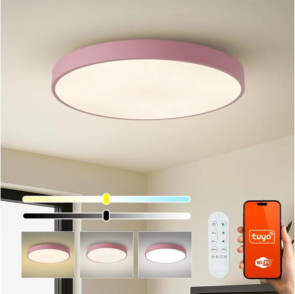 Brilagi-LED Corp dimabil POOL SMART LED/100W/230V 80 cm Wi-Fi Tuya+telecomandă roz