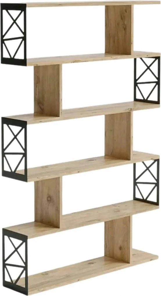 Etajera FRN-12032, stejar/negru, PAL melaminat/metal, 90x20x138 cm