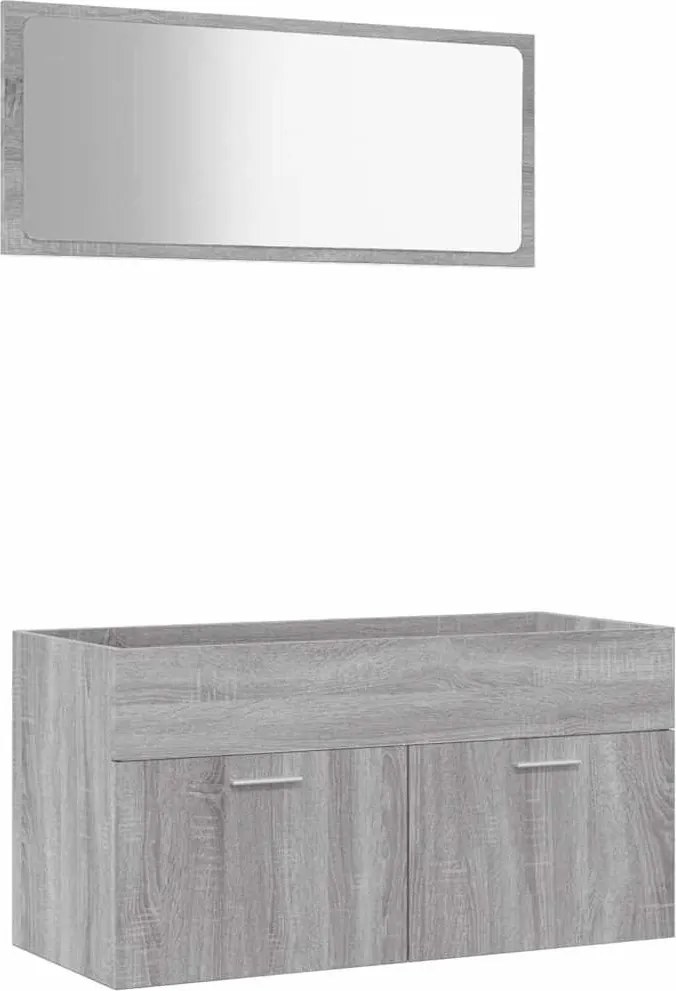 vidaXL Set mobilier de baie, 2 piese, gri sonoma, lemn prelucrat