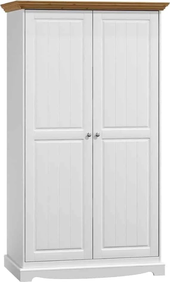Dulap lemn masiv alb-natur Linea, 108 × 65 × 190 cm