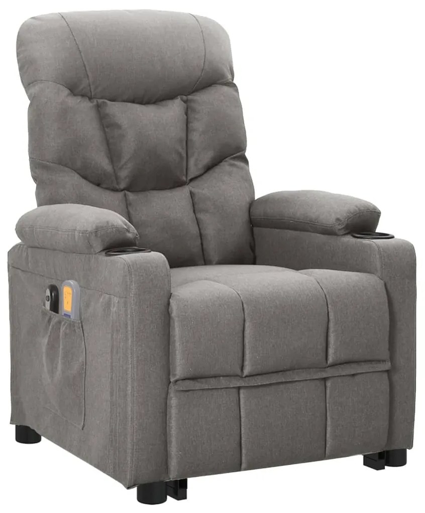 3110122 vidaXL Fotoliu de masaj rabatabil cu ridicare, gri deschis, textil