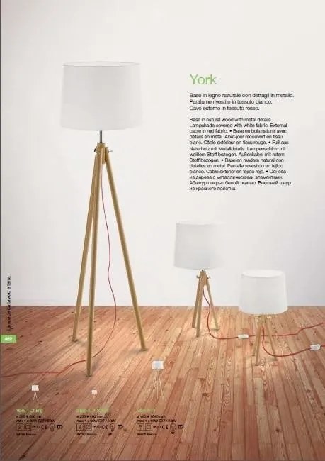 Lampadar, lampa de podea cu trepied YORK PT1 WOOD 089805
