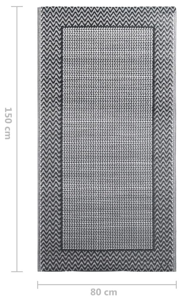 Covor de exterior, gri, 80x150 cm, PP negru si gri, 80 x 150 cm