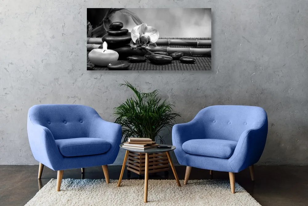 Tablou natura moartă Feng Shui în design alb-negru