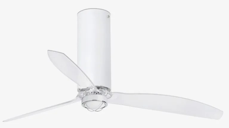Lustra cu Ventilator si telecomanda TUBE FAN M LED alb mat/transparent