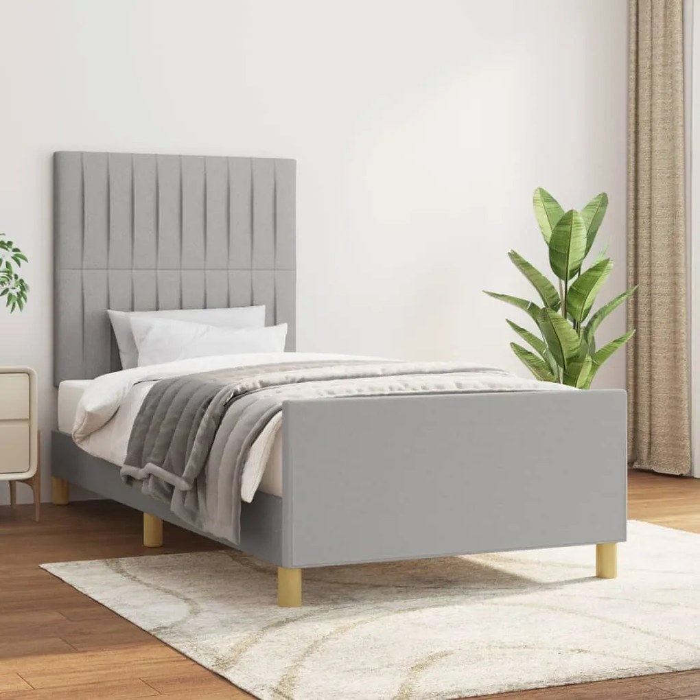 vidaXL Cadru de pat fără saltea, gri deschis, 90x200 cm, textil