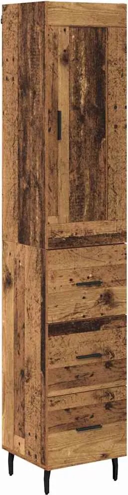 vidaXL Bufet cu sertar Lemn Vechi 34,5 x 34 x 180 cm Lemn compozit