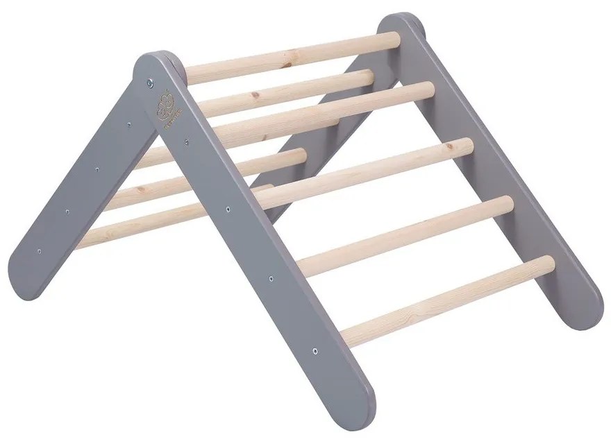Triunghi Pikler de cățărat gri din lemn de pin 46x87x60 cm Montessori – Meowbaby