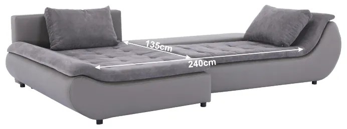 Canapea, gri/gri-maro/portocaliu, ţesătură Soro, stânga, BRATO