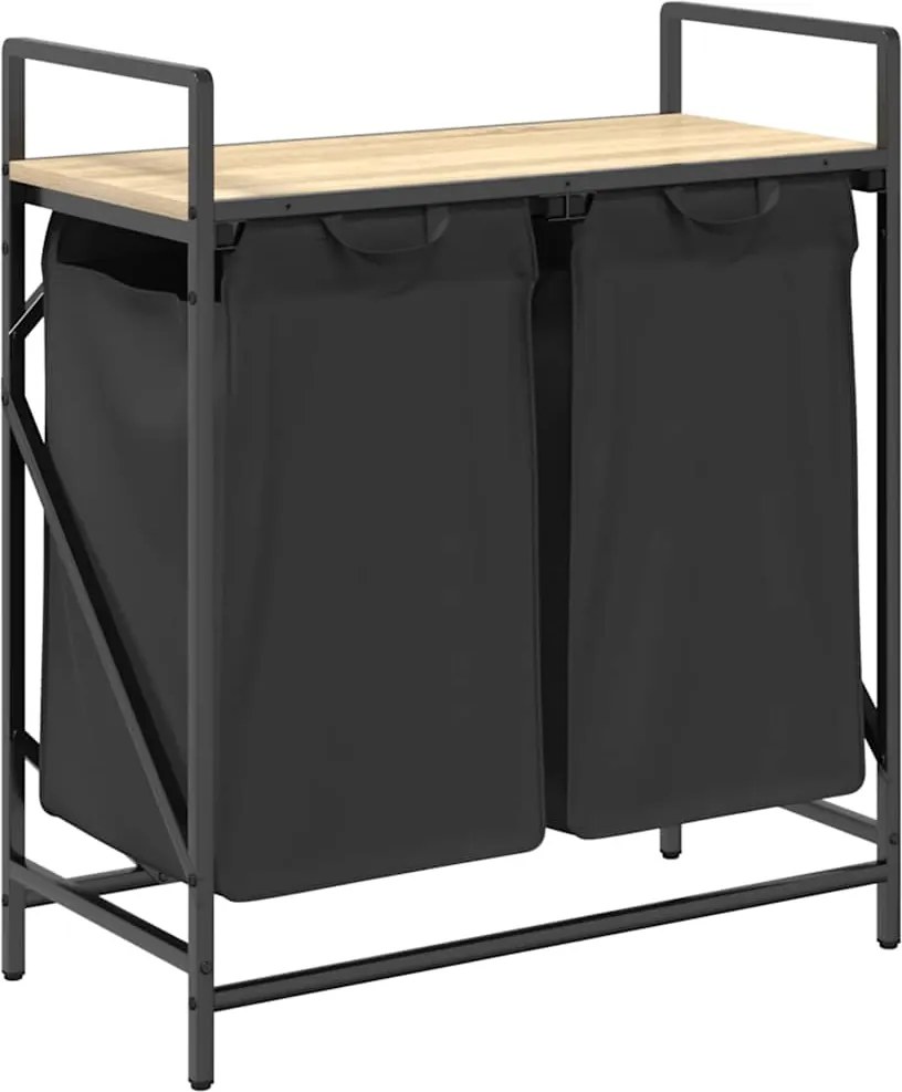 vidaXL Coș de rufe 2 compartimente cu raft stejar sonoma