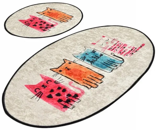 Set 2 Covorase de Baie Baby Cats, Catifea, Multicolor