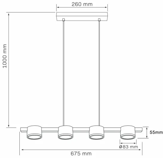 Lustră LED pe cablu MIRELLA 4xGX53/6W/230V auriu/negru