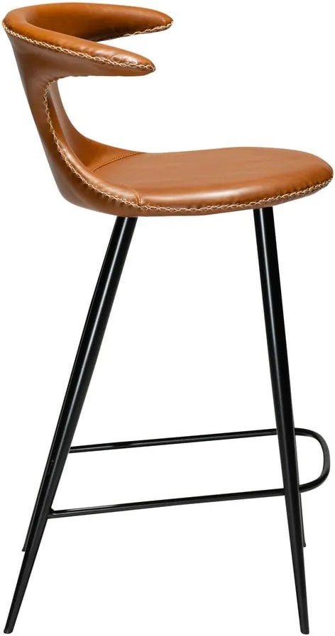 Scaun bar din piele artificială DAN–FORM Denmark Flair, maro coniac, înălțime 90 cm