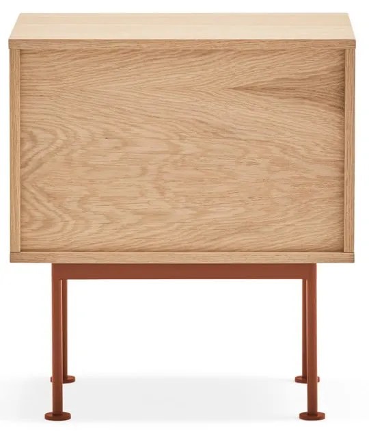 Noptieră cu aspect de lemn de stejar Teulat Yoko, roșu cărămiziu