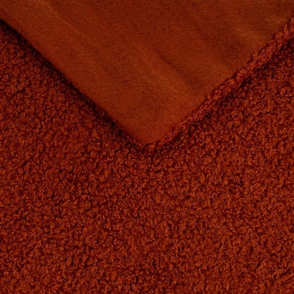 Pătură cărămizie din sherpa 130x160 cm Sherpa Bouclé – Casa Selección