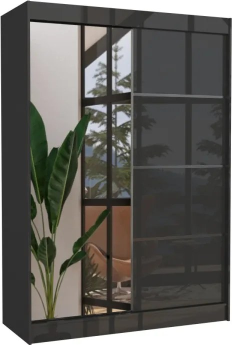 Dulap cu usi glisante si oglinda 150x215 cm, Gilton, ADRK Furniture (Culoare: Alb)