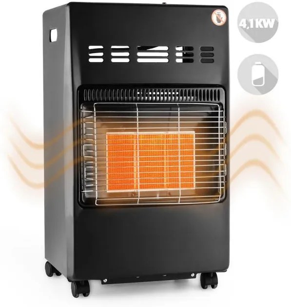 DURAMAXX KAMTSCHATKA, negru, radiator pe gaz, arzător ceramic, infraroșu, 4,1 KW