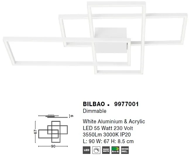 Lustra LED aplicata design modern geometric BILBAO 55W alba NVL-9977001