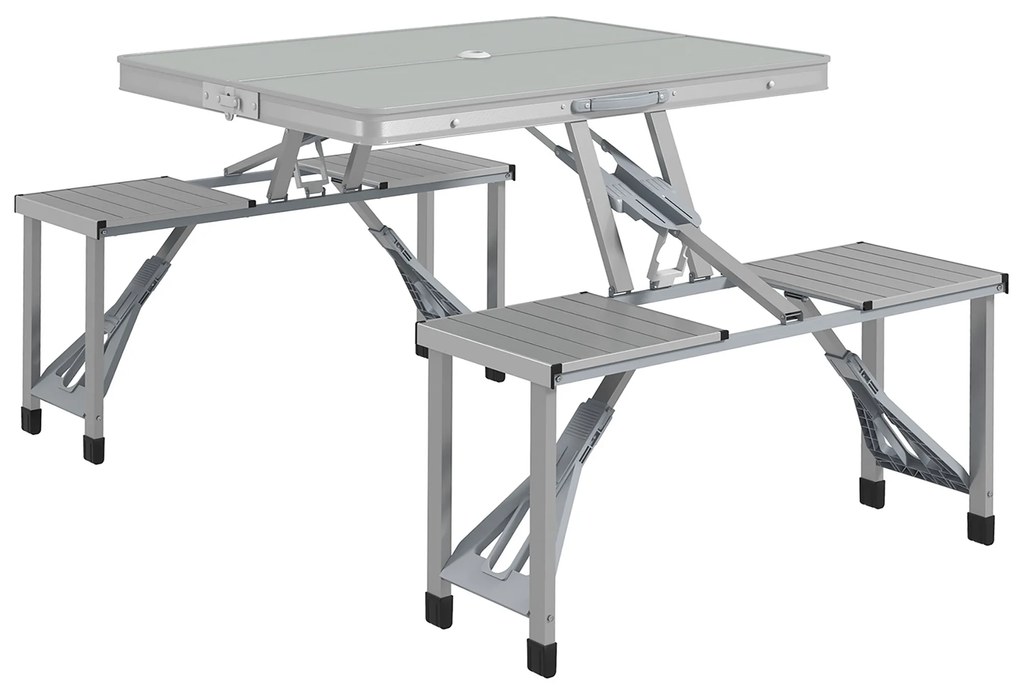 Outsunny Set masă și scaun de camping pliabil formă valiză picnic, aluminiu, dim. 85,5L x 67,5l x 67H cm | Aosom Romania