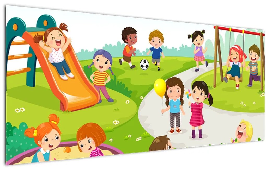 Tablou cu bucuriile copiilor în nisip (120x50 cm)