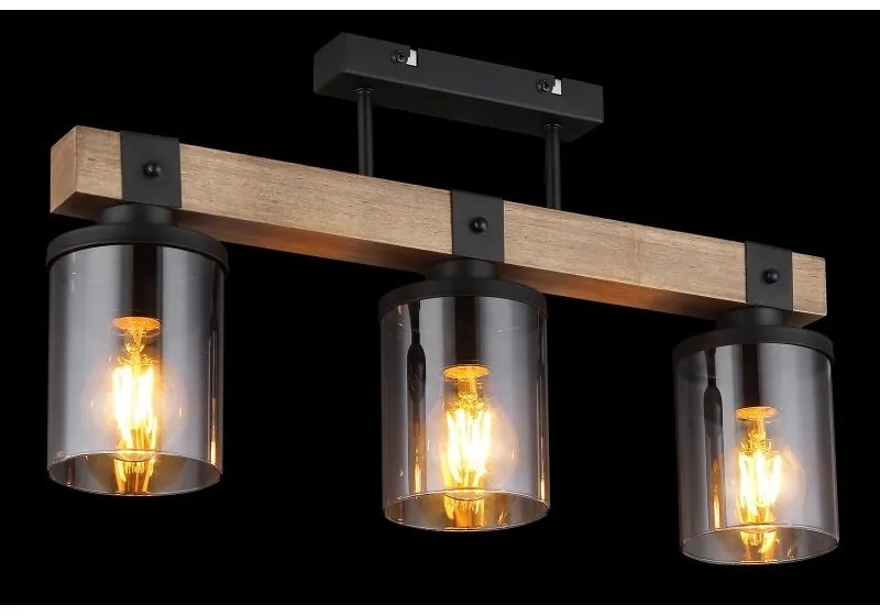 Plafoniera 3L design industrial Lila negru, maro