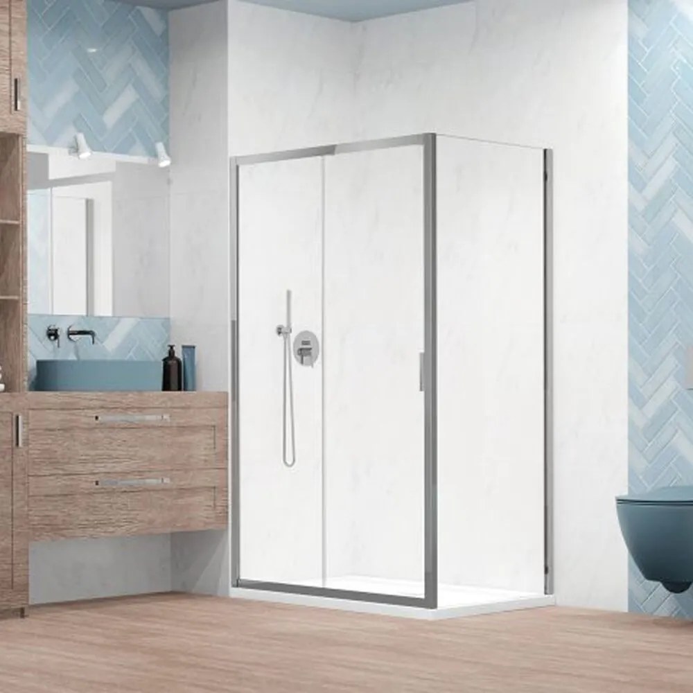 Cabina de dus dreptunghiulara cu usa glisanta Radaway Alienta 140x90 cm crom-transparent