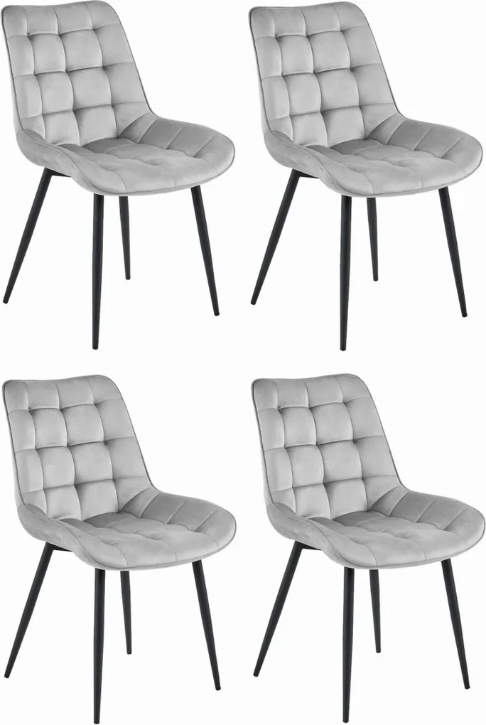 Scaun din catifea BERA gri deschis cu picioare negre