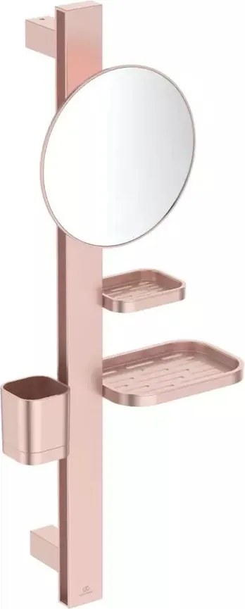 Set accesorii pentru lavoar Ideal Standard Alu+ rose mat din aluminiu 70 cm cu oglinda mobila