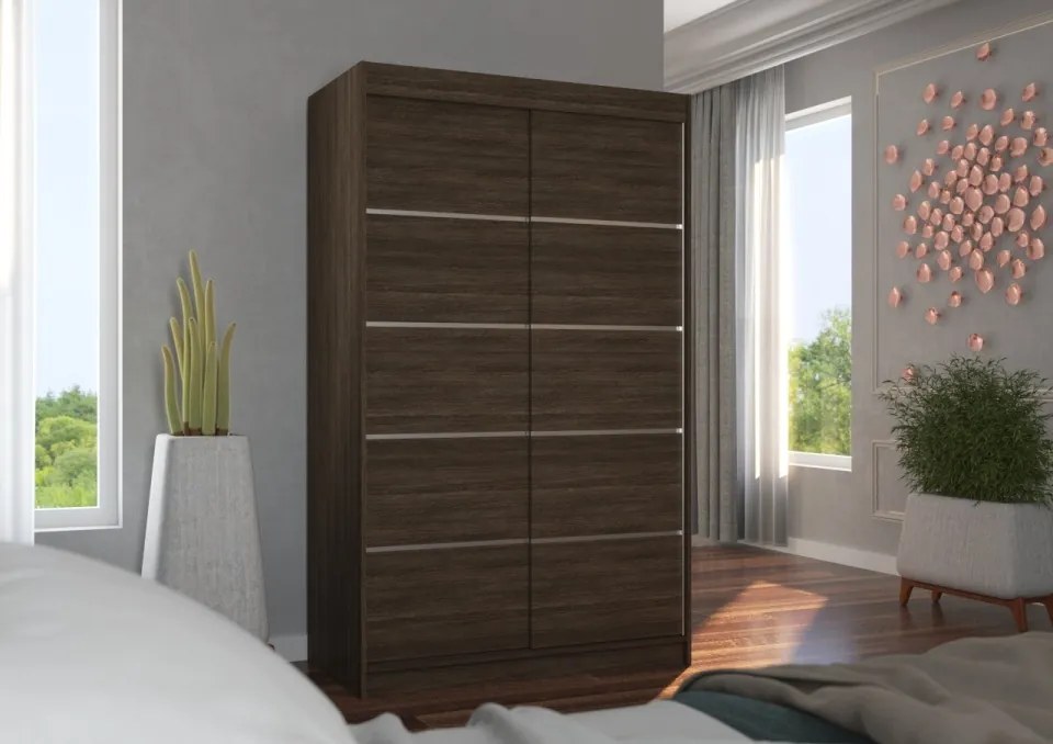 Dulap cu usi glisante 120x200 cm, Benisso, ADRK Furniture (Culoare: Casmir)