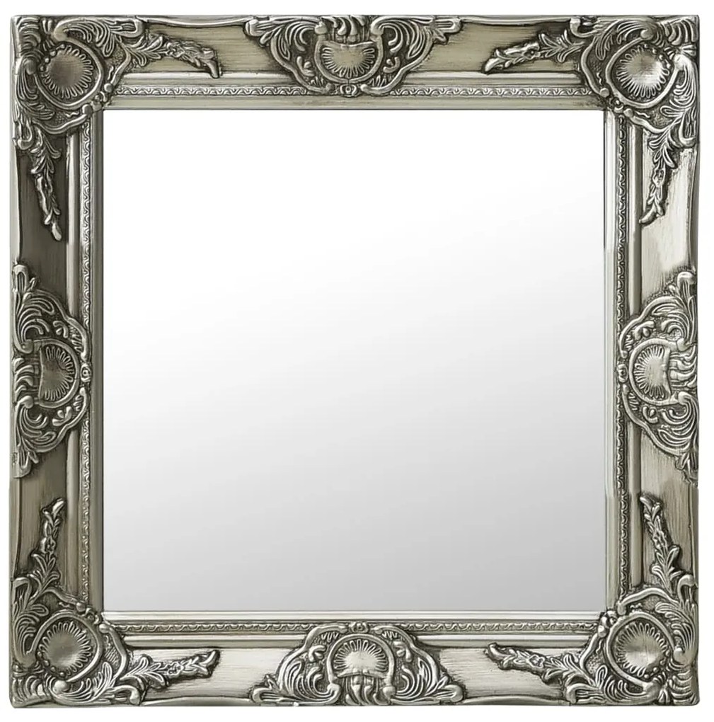 vidaXL Oglindă de perete în stil baroc, argintiu, 50 x 50 cm