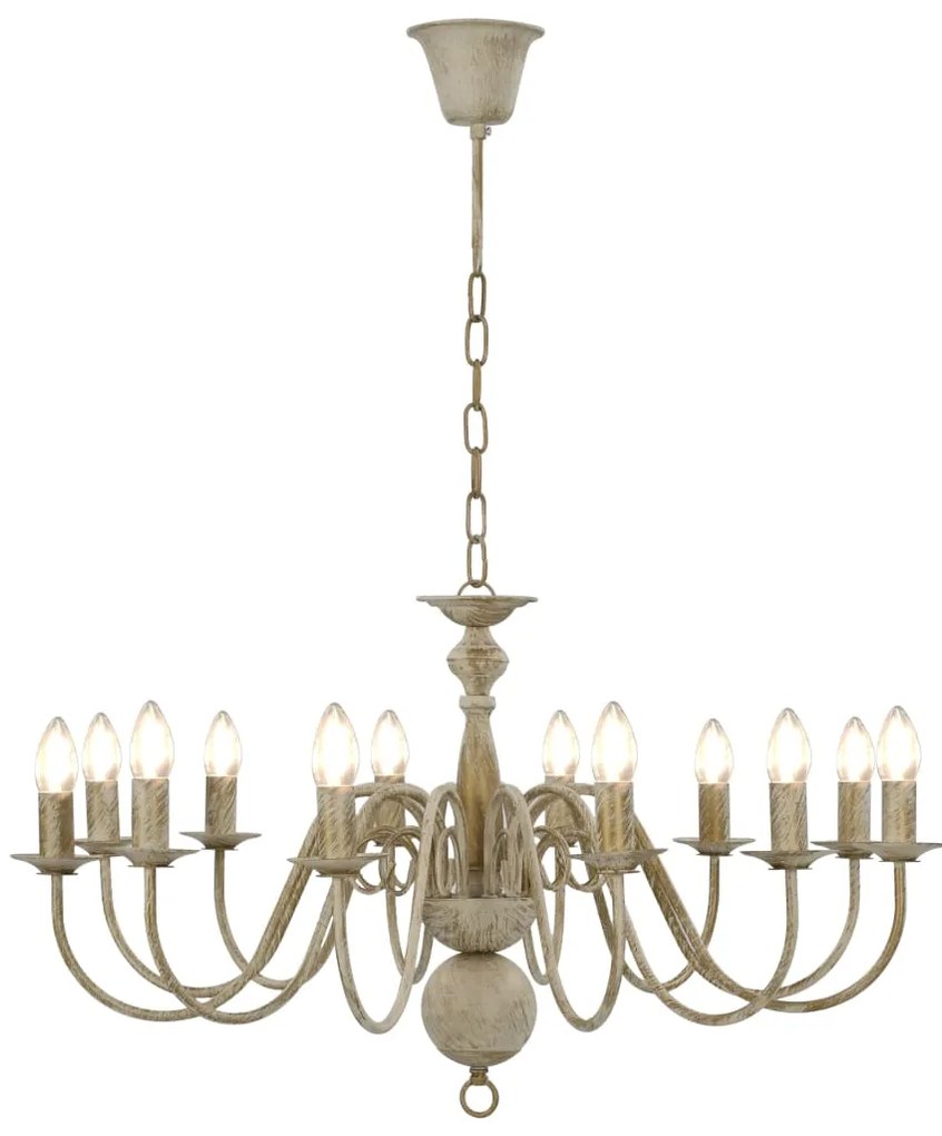 Candelabru, alb vintage, 12 becuri E14 1, Alb, 1