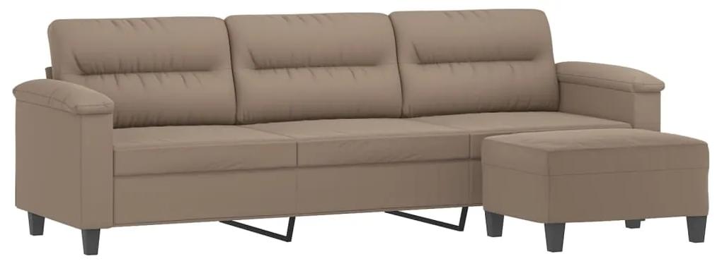 Canapea cu 3 locuri si taburet, gri taupe, 210 cm, microfibra Gri taupe, 240 x 77 x 80 cm