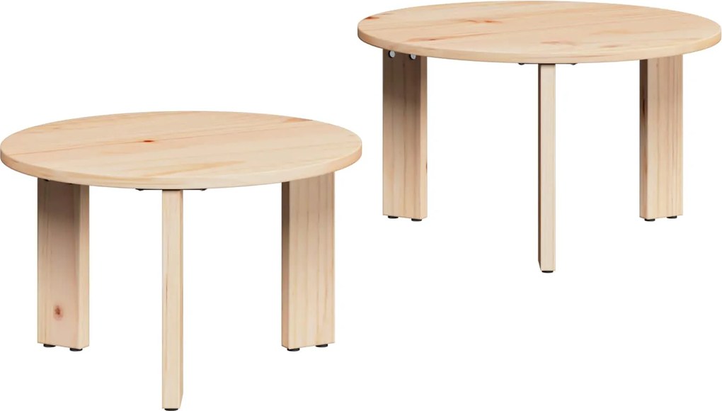 vidaXL Masă de cafea 2 pcs natural Lemn masiv de pin