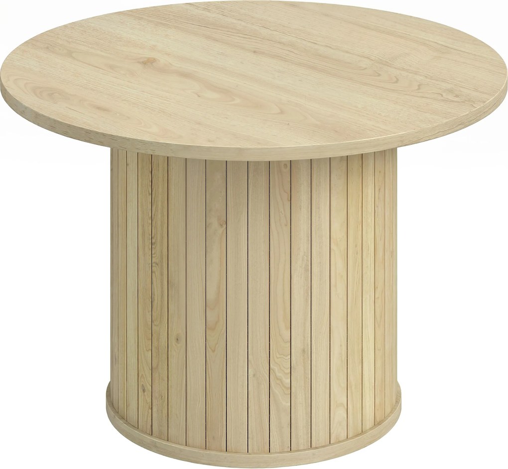 HOMCOM Masă de centru rotundă cu bază pe coloană cu șipci pentru living dormitor Ø60x40 cm natural | Aosom Romania