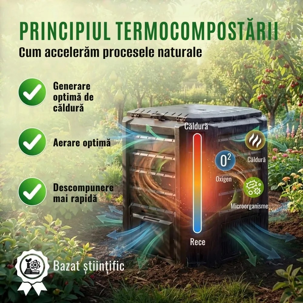 Compostor de grădină - Compogreen 800 l, negru Prosperplast