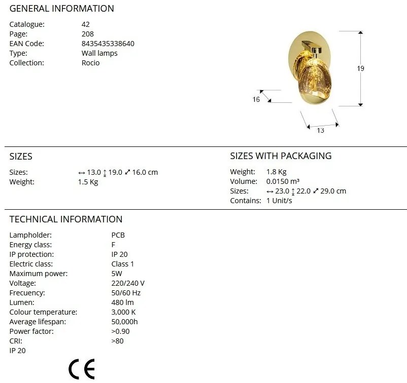Aplica de perete design modern ROCIO, aurie