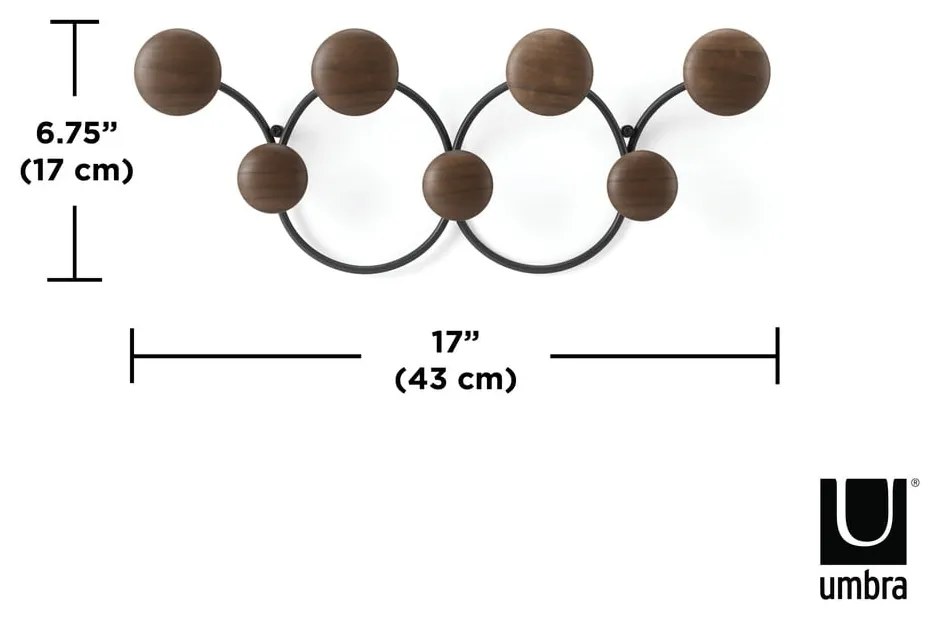 Cuier de perete negru/în culoare naturală din lemn masiv de pin Dotsy – Umbra