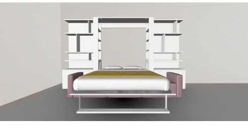 Set pat rabatabil dublu (150X200), 2 biblioteci 100 cm si canapea 3 locuri - NOVA BOOKCASES & Triple SOFA SET