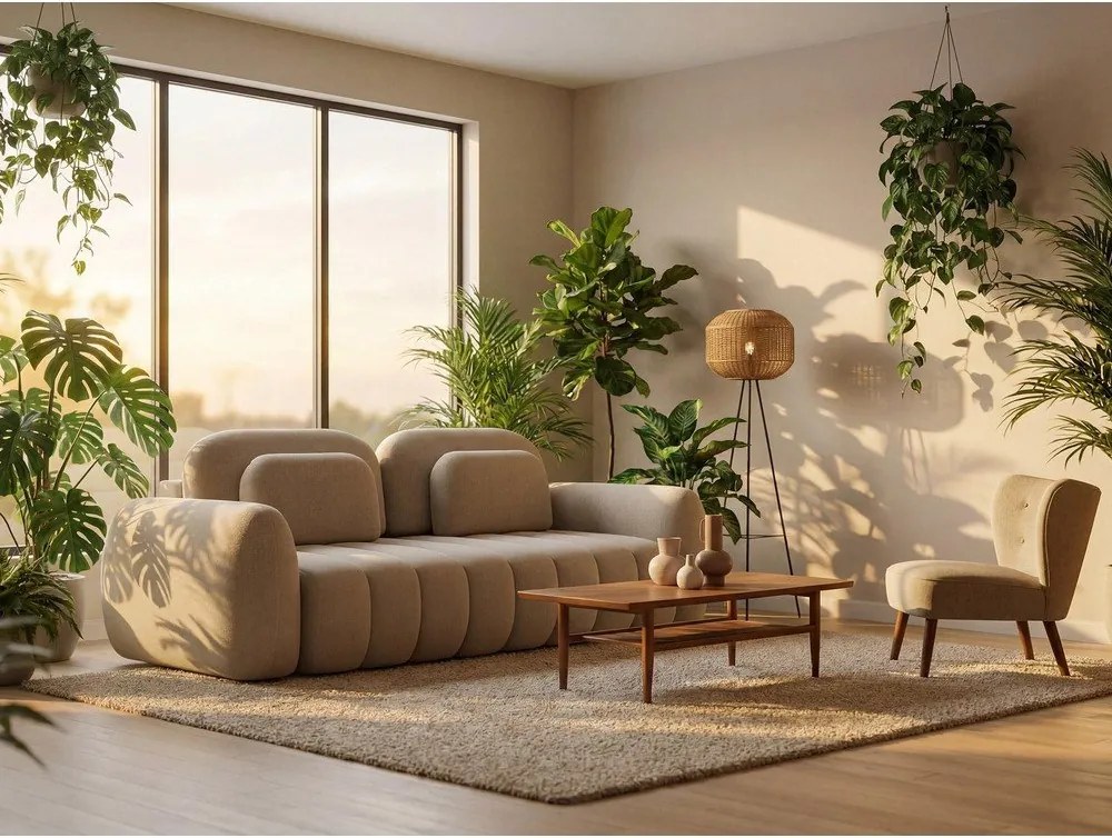 Colțar gri deschis extensibil/cu spațiu de depozitare cu tapițerie din țesătură bouclé (cu colț pe partea dreaptă/cu șezlong) Pele – Makamii