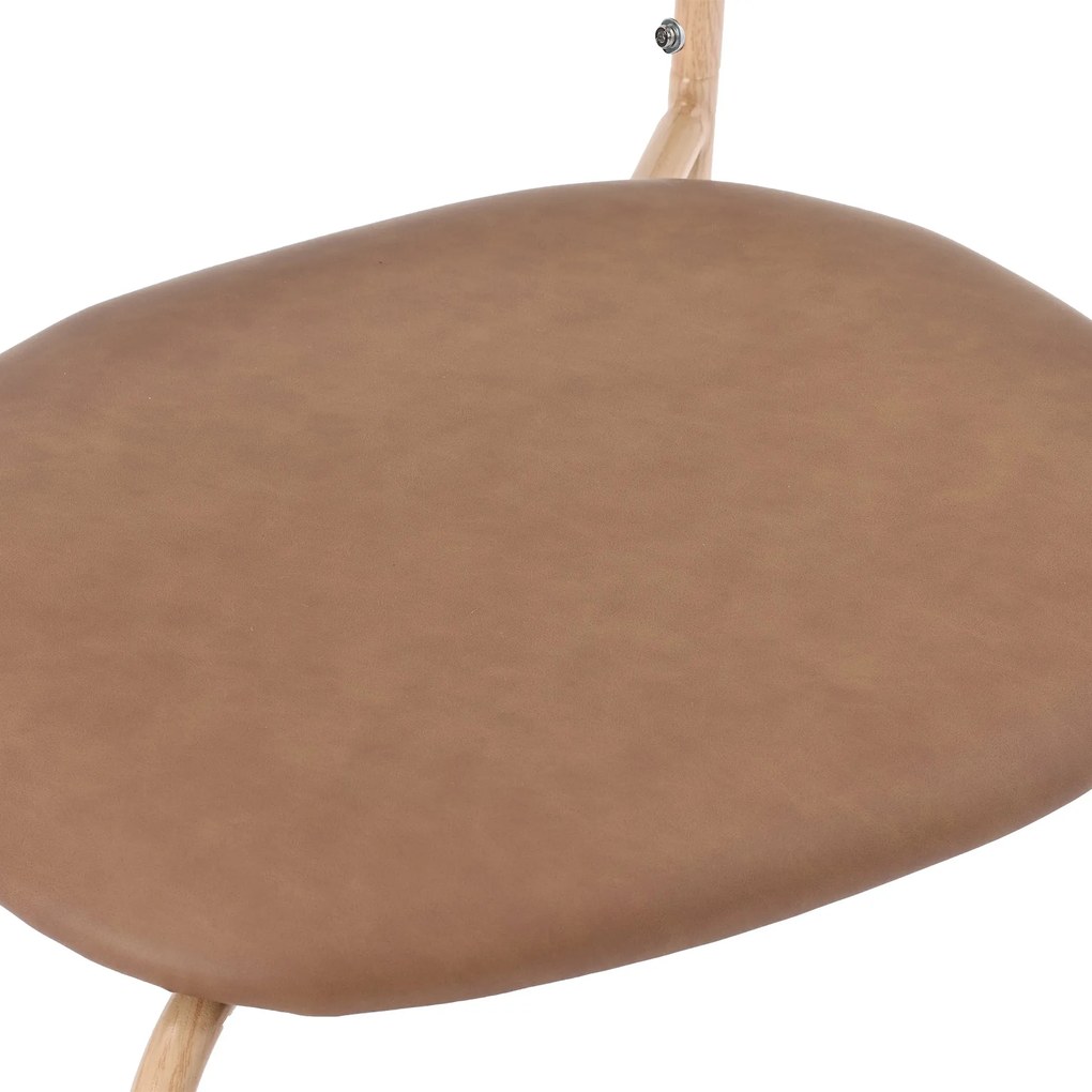 Set de 2 scaune de dining moderne din ratan cu cadru metalic, 56x52x27 cm, Maro