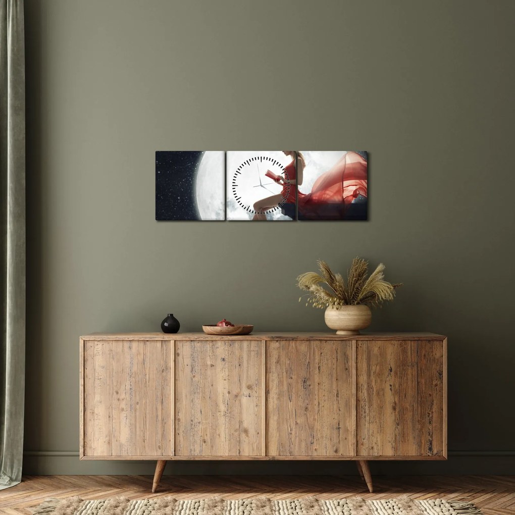 Tablou - Femeia sub clar de lună (cu ceas) (90x30 cm)