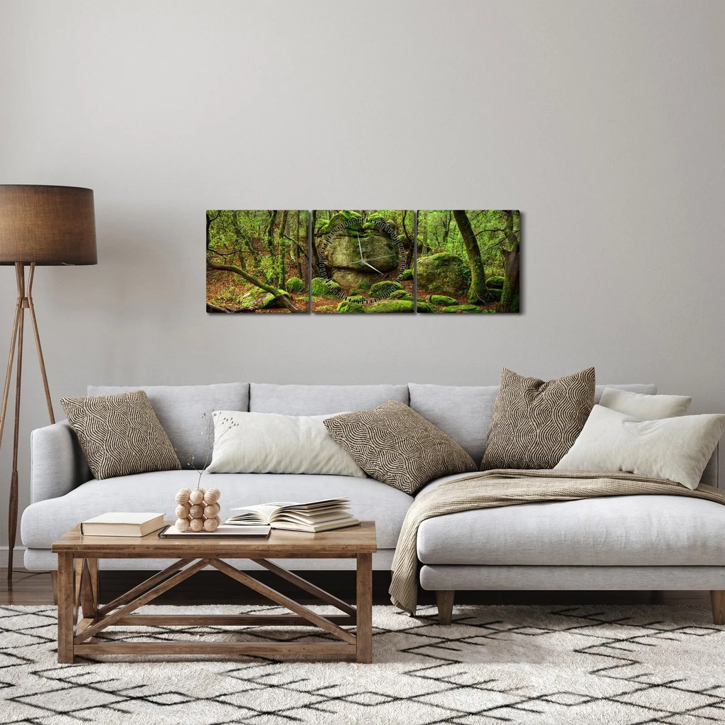 Tablou cu pădurea fermecată (cu ceas) (90x30 cm)