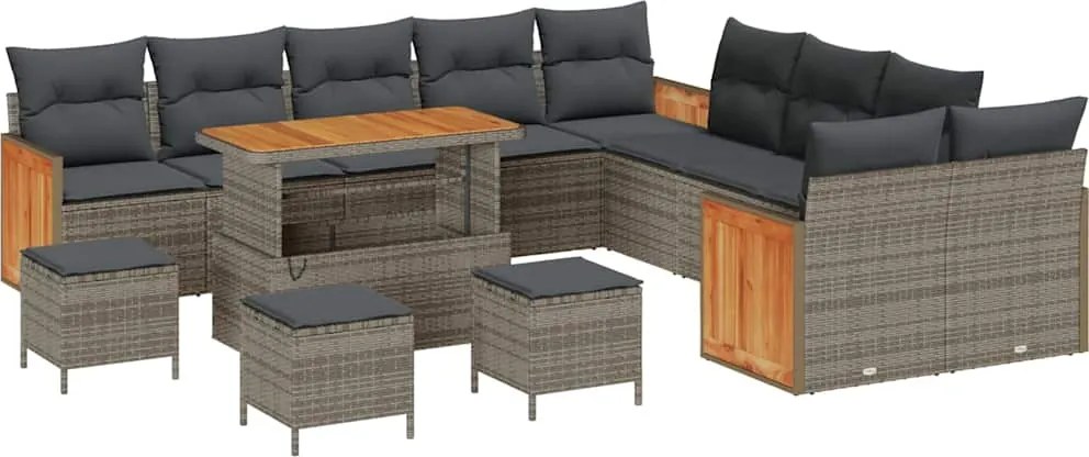 vidaXL Set de canapele pentru grădină cu pernă 14 pcs Gri