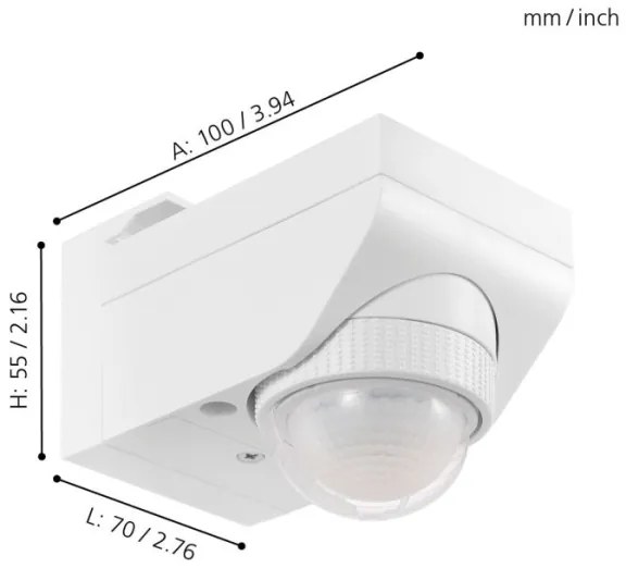 Eglo 97466 - Senzor de mișcare pentru exterior DETECT ME 4 12 m alb IP44